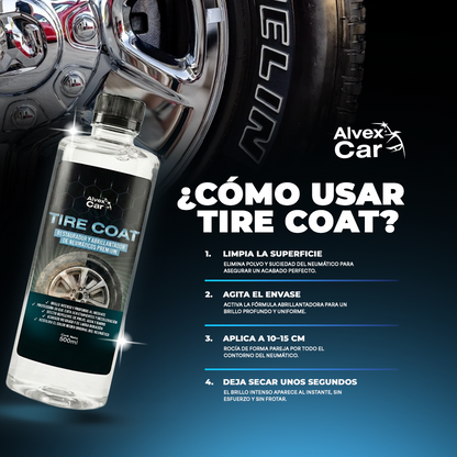 TireCoat® | Restaurador y abrillantador de neumáticos premium | 500 ML