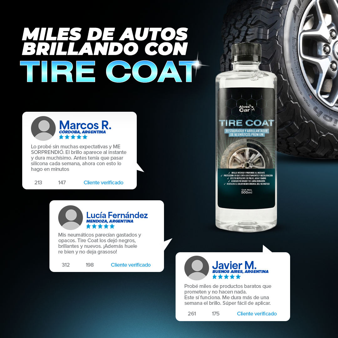 TireCoat® | Restaurador y abrillantador de neumáticos premium | 500 ML